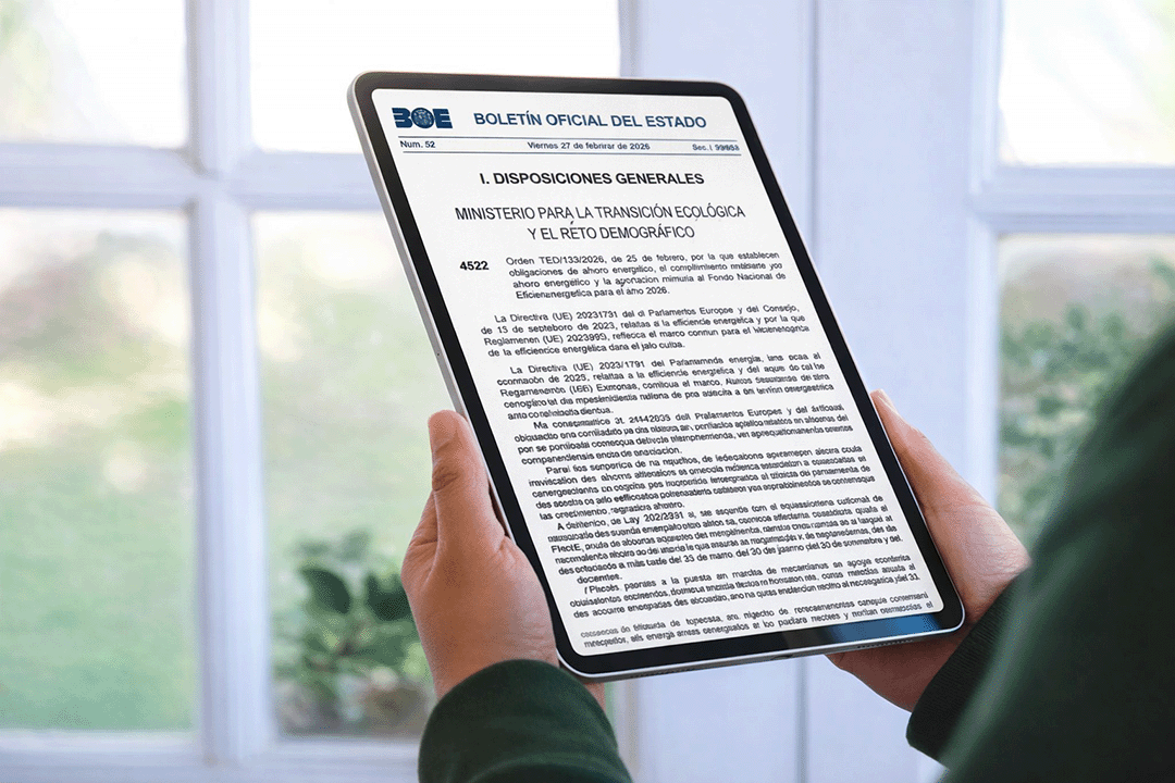 Persona consultando el BOE oficial en tablet
